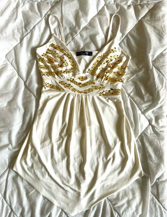 Other White Sleeveless Top With Gold Sequin Embellishments product image
